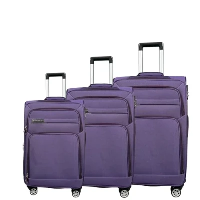 Afbeelding van MY TRAVEL BAG Valise à roulettes en tissu extensible avec jumelées (M/L/XL/XXL ou lot de 4) Bagages souples, lilas, 3er Set,
