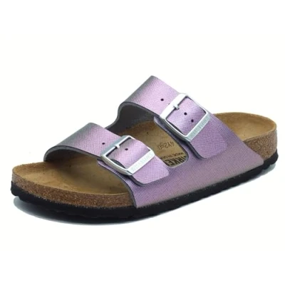 Afbeelding van Birkenstock Arizona Saffiano Iridescent Muiltjes, Dames, Maat: 40, Viola Kunststof