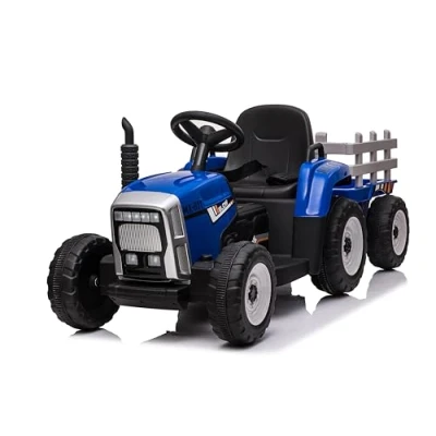 Afbeelding van Elektrische kindertractor met aanhanger 12V Blauw