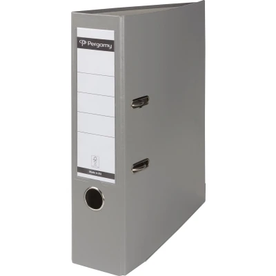 Afbeelding van Pergamy ordner, voor ft A4, uit PP en papier, met beschermrand, rug van 8 cm, grijs ordner