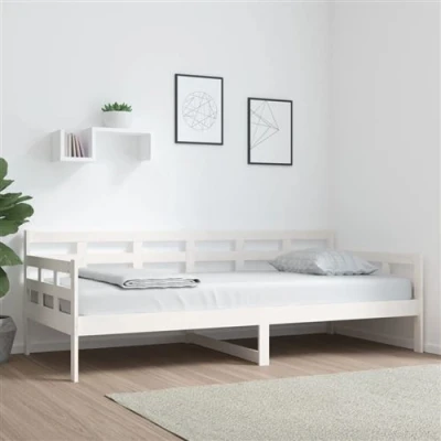 Afbeelding van vidaXL Slaapbank massief grenenhout wit 90x200 cm