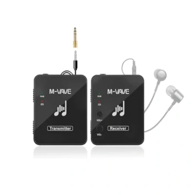 Afbeelding van M Vave WP9 Draadloos in ear bewakingssysteem, 2,4 GHz zender en ontvanger, clip on design, USB oplaadbaar, zwart