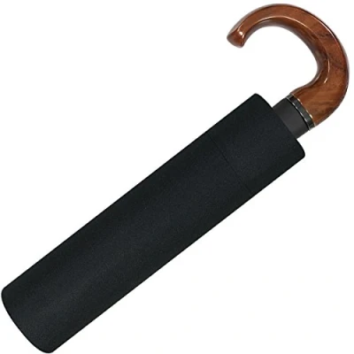 Afbeelding van Pierre Cardin Opvouwbare paraplu voor heren, automatisch openen en sluiten, houten handvat, zwart, 30 cm, klassiek, zwart., Classic