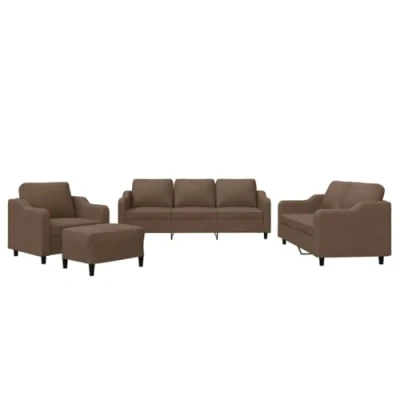 Afbeelding van vidaXL 4 delige Loungeset met kussens stof bruin