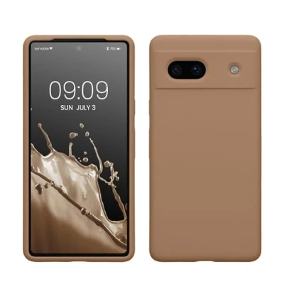 Afbeelding van kwmobile telefoonhoesje geschikt voor Google Pixel 7a Hoesje met siliconen coating Smartphone case in cappuccino