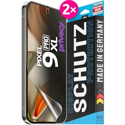 Afbeelding van SE® Set van 2 screenprotectors voor Pixel 9 Pro XL, stofvrij, luchtbelvrij, inkijkbescherming gemaakt in Duitsland
