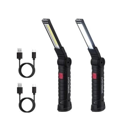 Afbeelding van Tolesum Werklamp, oplaadbaar, COB led handlamp, ultrahelder, met magnetische basis, 5 modi, voor garage, camping, noodgevallen enz., 2 stuks, type C poort
