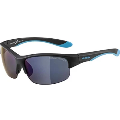 Afbeelding van ALPINA FLEXXY YOUTH HR 100% UV bescherming, onbreekbare gespiegelde zonnebril voor kinderen, matzwart/blauw, één maat