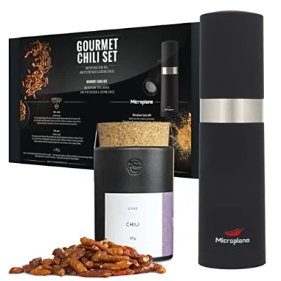 Afbeelding van Microplane Chilimolen Giftset met potje pepertjes