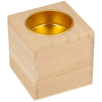 Afbeelding van Artemio 6 houten kaarsenhouders 6x6 cm