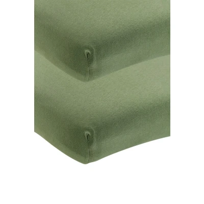 Afbeelding van Meyco Baby Uni hoeslaken wieg 2 pack jersey olive green 40x80/90cm