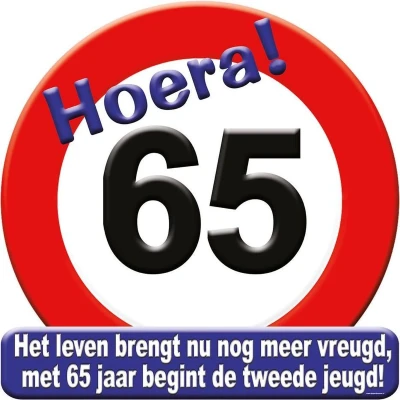 Afbeelding van Verkeers Deurbord 65 jaar GROOT ca. 50cm