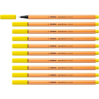 Afbeelding van STABILO point 88 Premium Fineliner Fine 0,4 mm Neon Geel Doos 10 stuks