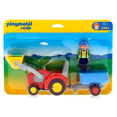 Image de PLAYMOBIL 1,2,3, 6964 BOER MET TRACTOR / FERMIER TRACTEUR