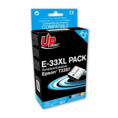 Image de UPrint E 33XL Pack de 5 noir, jaune, cyan, magenta, photo noire compatible remanufacturé cartouche d&#039;encre (alternative pour : Epson T3357) pour Expression Home XP 830; Premium 530, 540, 630, 635, 640, 645, 830, 900