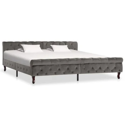 Afbeelding van Bedframe fluweel grijs 200x200 cm