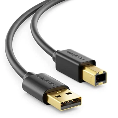 Afbeelding van deleyCON 0,5 m datakabel printerkabel scannerkabel USB A stekker naar B printer scanner zwart