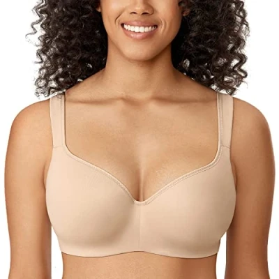 Afbeelding van DELIMIRA Naadloze Balconette bh Voor Dames Grote Maten Volledige Beugelondersteuning, Beige