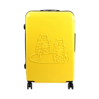 Afbeelding van Biggdesign Cats Handbagage Koffer Reiskoffer Met Wielen en Cijferslot Geel 40L