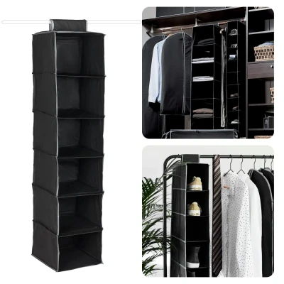 Afbeelding van Cheqo® Kledingkast Organiser Hangend Opbergysteem Hangende Schoenenzak Organizer Schoenenkast Opberger Hang 15x30x84cm 6 Compartimenten