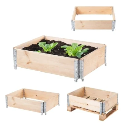 Afbeelding van KADAX Palletframe van hout, stapelbaar houten frame, decoratief frame voor tuin, verhoogd bed, plantenbak, groentebed, kruidenbed (80 x 60 22,5 cm)