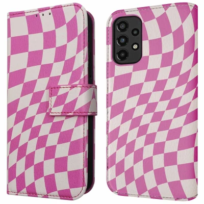 Afbeelding van iMoshion Hoesje Geschikt voor Samsung Galaxy A33 Met Pasjeshouder Design Bookcase smartphone Roze / Retro Pink