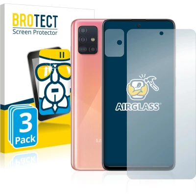 Afbeelding van BROTECT Screenprotector voor Samsung Galaxy A51 (Voor+Camera) Folie Beschermfolie Beschermglas transparant (3 Stuks)