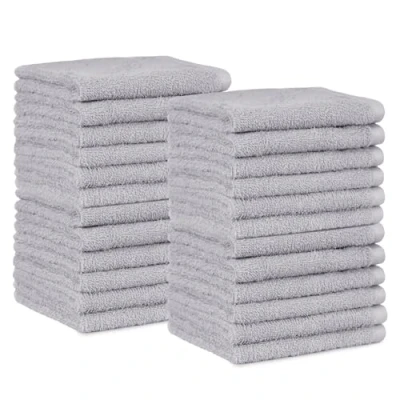 Afbeelding van Amazon Basics 24 stuks mini handdoeken, katoen, sneldrogend, anti vervaging en waterabsorberend, grijs