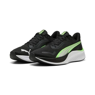Afbeelding van Puma Pounce Lite Hardloopschoenen voor op de weg, uniseks, Black Green Glare