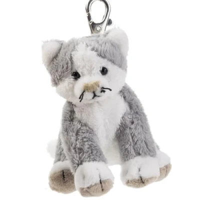 Afbeelding van Schaffer 0227 Cleo pluche sleutelhanger in kattenvorm, grijs, 8 12 cm, modern, grijs., Modern