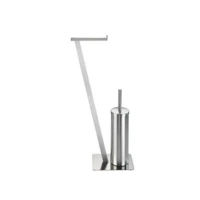 Afbeelding van WENKO Toiletbutler Lirio RVS mat Toiletrolhouder en Toiletborstel met houder