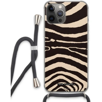Afbeelding van Case Company® hoesje met Koord geschikt voor iPhone 13 Pro Max Arizona Zebra Telefoonhoesje Zwart Extra Bescherming aan alle Kanten en Over de Schermrand