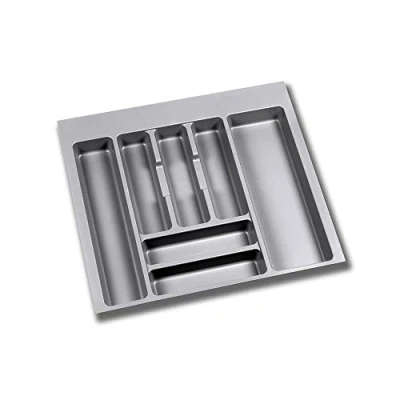 Afbeelding van Emuca Bestekorganizer, keukenlade organizer, bestekbak, 7 vakken, module 60 cm, kunststof, grijs