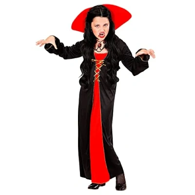 Afbeelding van Widmann Vampier &amp; Dracula Kostuum Arcalhida Victoriaans Vrouw Meisje Rood, Zwart Maat 140 Halloween Verkleedkleding