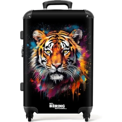 Afbeelding van NoBoringSuitcases.com® Koffer groot Rolkoffer lichtgewicht Tijger als street art kunstwerk Reiskoffer met 4 wielen Grote trolley XL 20 kg bagage