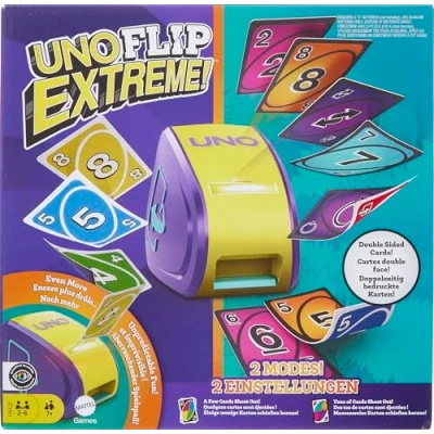 Afbeelding van Mattel Games het UNO Flip Extreme kaartspel voor kinderen, volwassenen en hele gezin combineert in één JCH61 spel