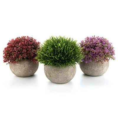 Afbeelding van T4U Plastic Kunstplanten Nep Planten met Potten Decoratieve Kleurrijke Levensechte Bloem voor Thuis/Kantoor Decor Pack van 3