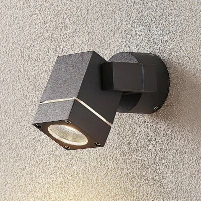 Afbeelding van Lucande buitenlamp 1licht Gegoten aluminium H: 8.9 cm GU10 donkergrijs