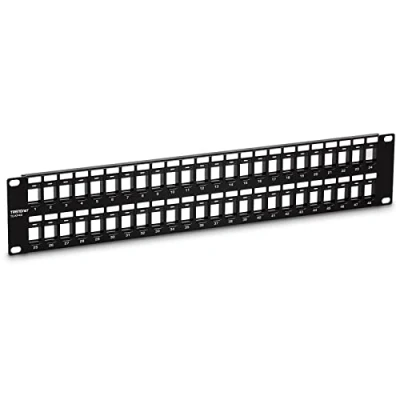 Afbeelding van TRENDnet TC KP48 48 poorts blanco 2U Keystone HD patchpaneel, 19&quot; metalen rackmontagebehuizing, Network Patchpaneel Zwart