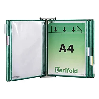 Afbeelding van Tarifold Fr 414105 wandhouder, metaal, met 10 hoezen, A4, PVC, groen