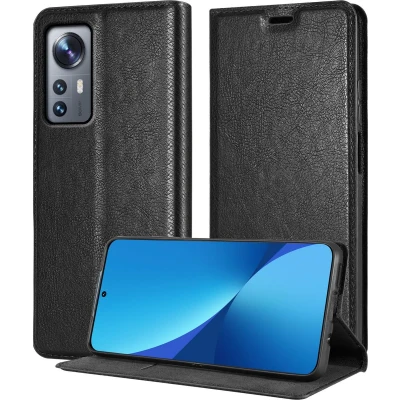 Afbeelding van Cadorabo Hoesje geschikt voor Xiaomi 12 / 12X in ZWARTE NACHT Beschermhoes met magnetische sluiting, standfunctie en kaartvakje Book Case Cover Etui