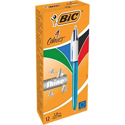 Afbeelding van Pen Bic Shine Silver Wit (12 Onderdelen)