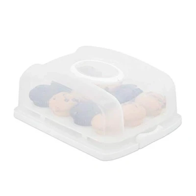 Afbeelding van Relaxdays taartdoos taart bewaardoos kunststof cakedoos transportbox muffins wit