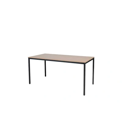 Afbeelding van Domino Basic bureautafel, vaste hoogte met 160x80cm havana/ kersen licht 25mm blad en zwart (RAL9005) 4 poot frame