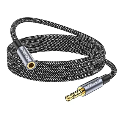 Afbeelding van MOSWAG 4 pins TRRS nylon 3,5 mm stereo hoofdtelefoonverlenging (mannelijk naar vrouwelijk) Lavalier microfoon jack adapterkabel met vergulde contacten