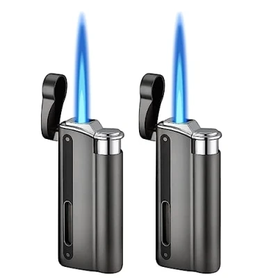 Afbeelding van Navulbare gasstormaansteker met zichtbaar venster Winddicht voor open haard, oven (zwart, verkocht zonder gas)