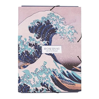 Afbeelding van Kokonote Kanagawa golfmap A4 map met harde flappen kartonnen tas 24 x 34 cm schoolbenodigdheden, kantoorbenodigdheden