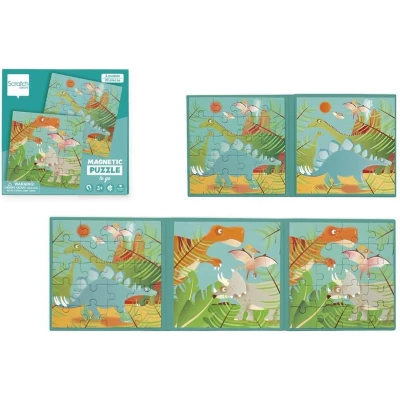 Afbeelding van Scratch europe magnetisch puzzelboek dino 2x20st