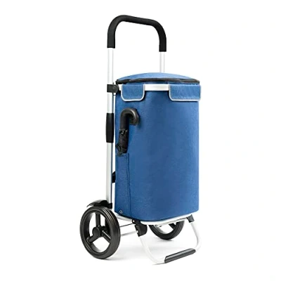 Afbeelding van Shoppingcruiser Allround Boodschappentrolley Opvouwbare Boodschappenwagen met koelvak Afneembare schoudertas Blauw