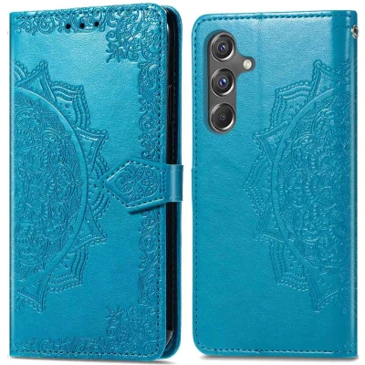 Afbeelding van iMoshion Hoesje Geschikt voor Samsung Galaxy A15 (5G) / (4G) Met Pasjeshouder Mandala Bookcase Turquoise